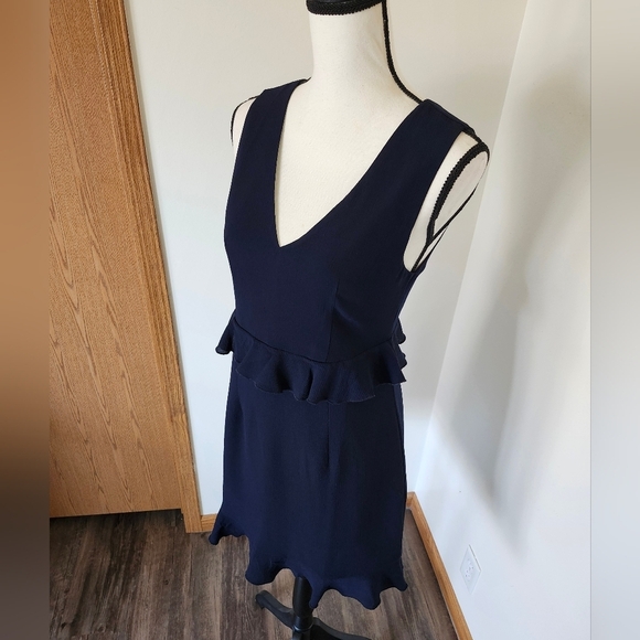 NWT Charles Henry Navy Ruffle Dress - Picture 2 of 5